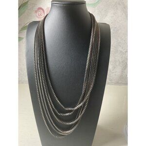 Multi-Strand Box Chain Statement Necklace With Lobster Clasp